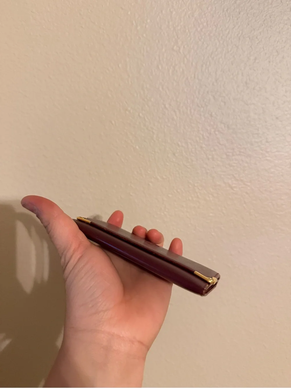 Vintage Must de Cartier Burgundy Leather Card and ID Holder